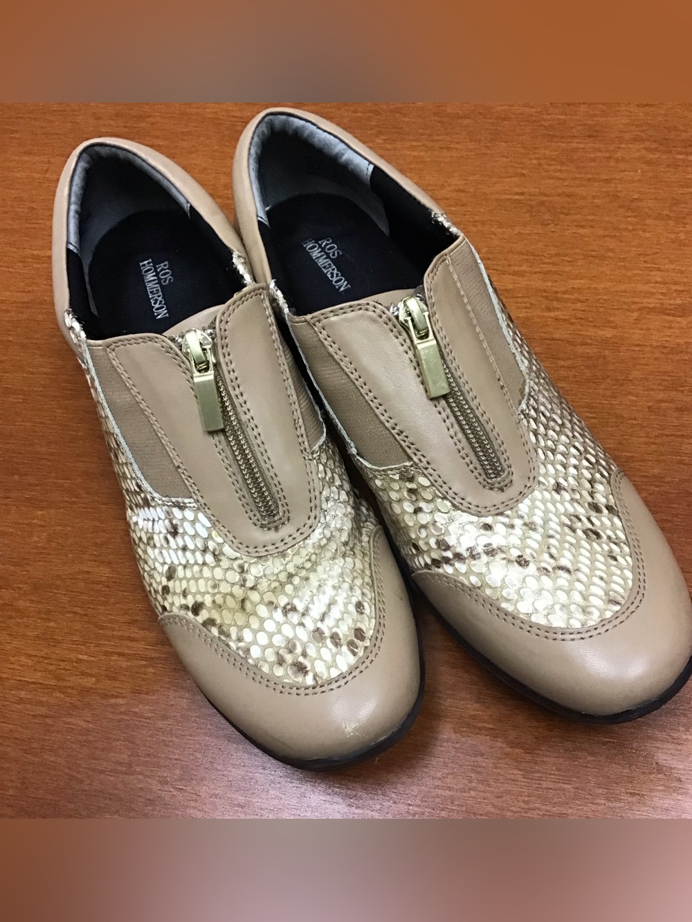 Ros Hommerson Nadia Gold Snakeskin Slip On Sneaker (10)